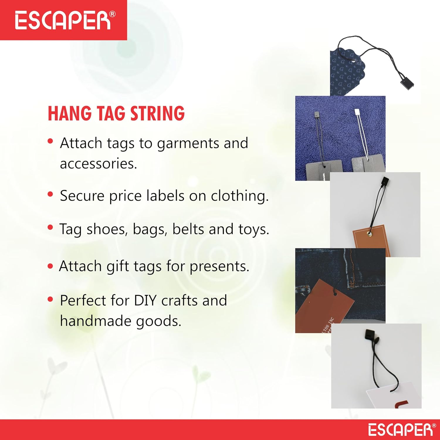 Clothing Hang Tag String (Pack of 1000-Black-17 CM), Ideal for Garments, Tag Thread, Thick String Hang Strip with Plastic Lock for Price Tags, DIY Projects