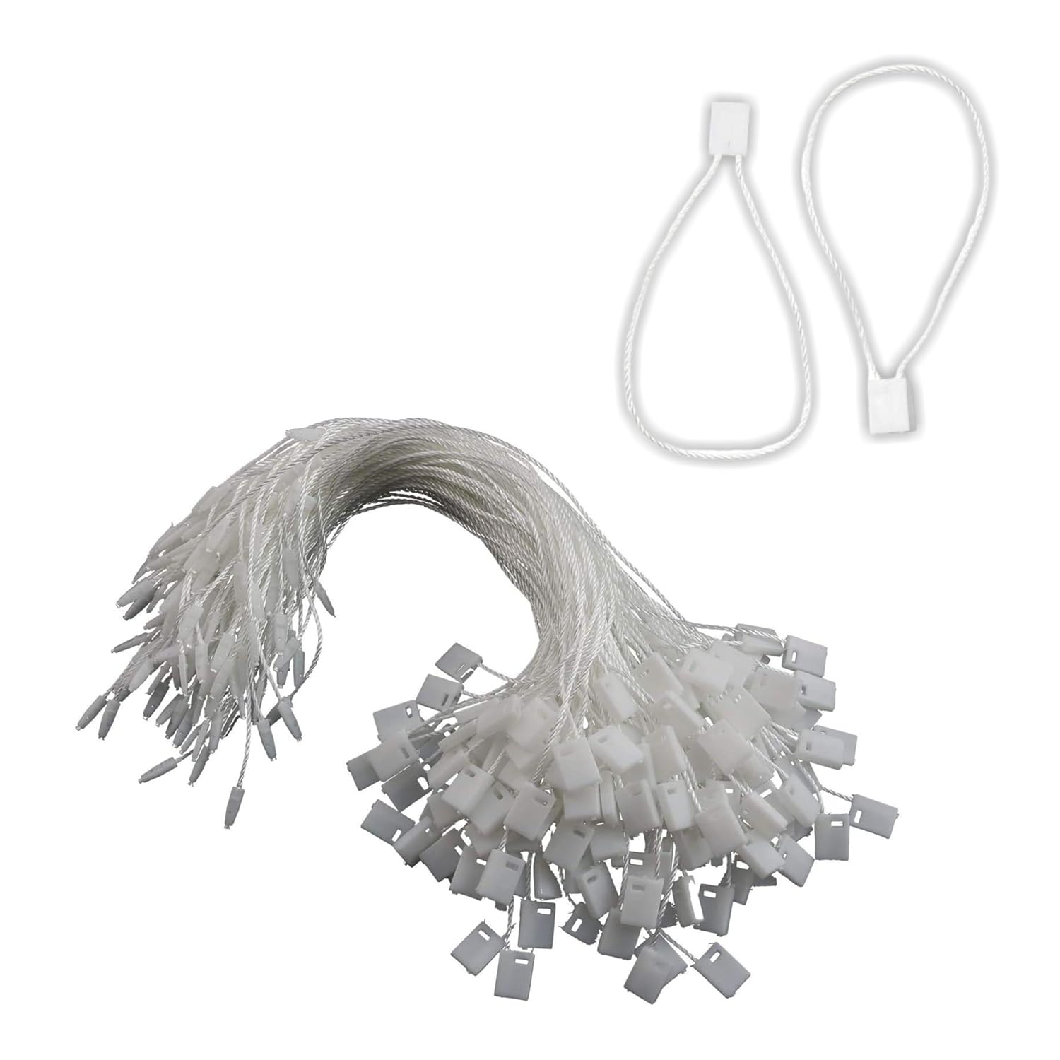 Clothing Hang Tag String (Pack of 1000-White-17 CM), Ideal for Garments, Tag Thread, Thick String Hang Strip with Plastic Lock for Price Tags, DIY Projects