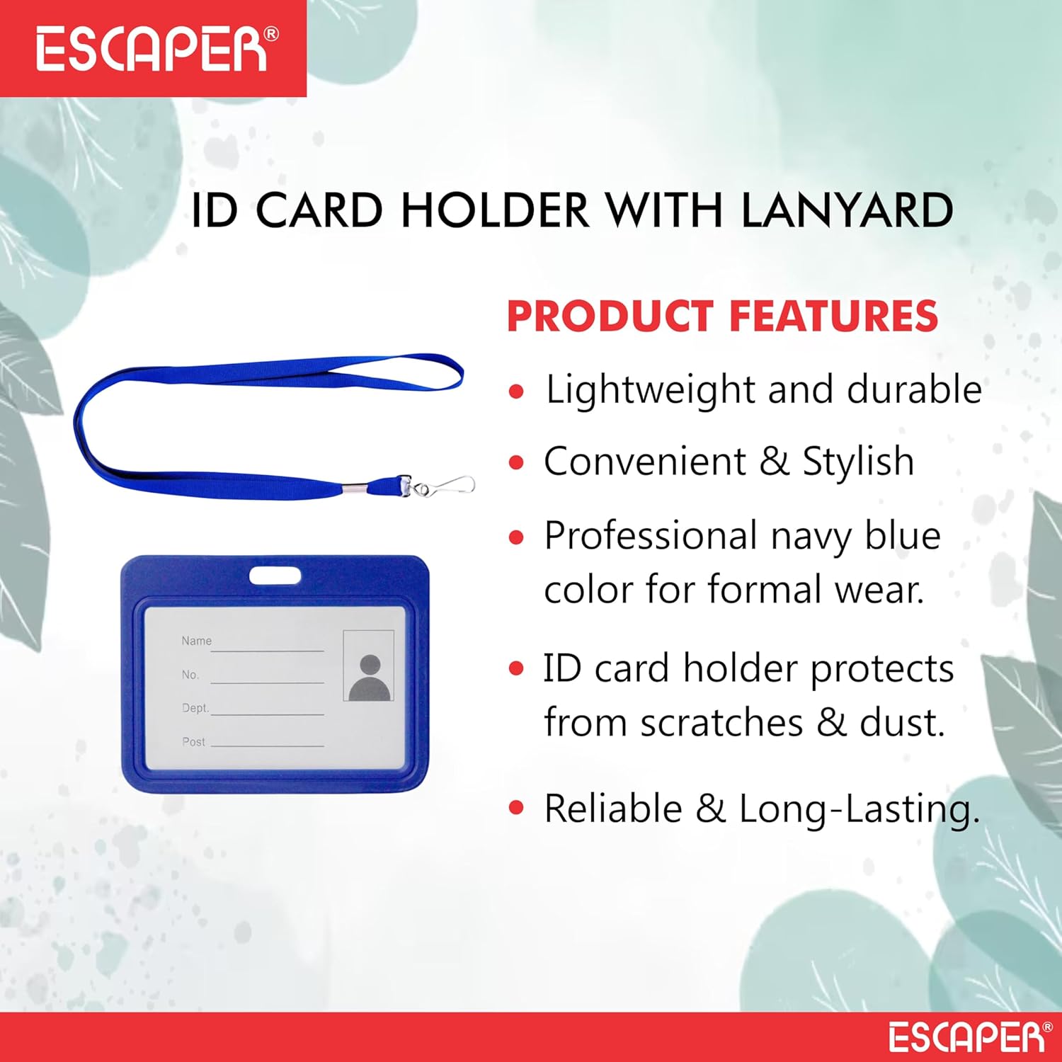 Blue ID Card Lanyard with Free Plastic Framed ID Card Holder 42 cm Satin Ribbon, (Pack of 2) Metal Hook & Clamp, Neck Strap, Badge Holder for Office, School, College & Events