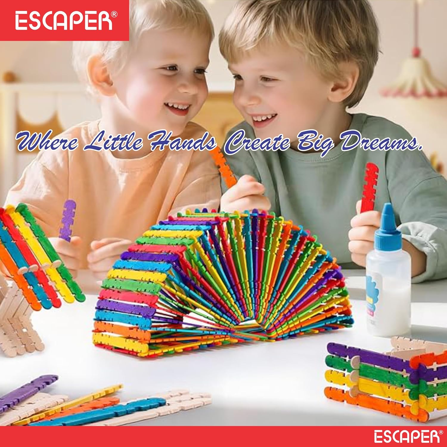 Zig Zag Ice Cream Sticks for Craft Work, (Pack OF 100) Colorful & Plain Wooden Popsicle Ice Cream Sticks for Kids DIY Art, School Projects, Birthday Activities & Handmade Decorations
