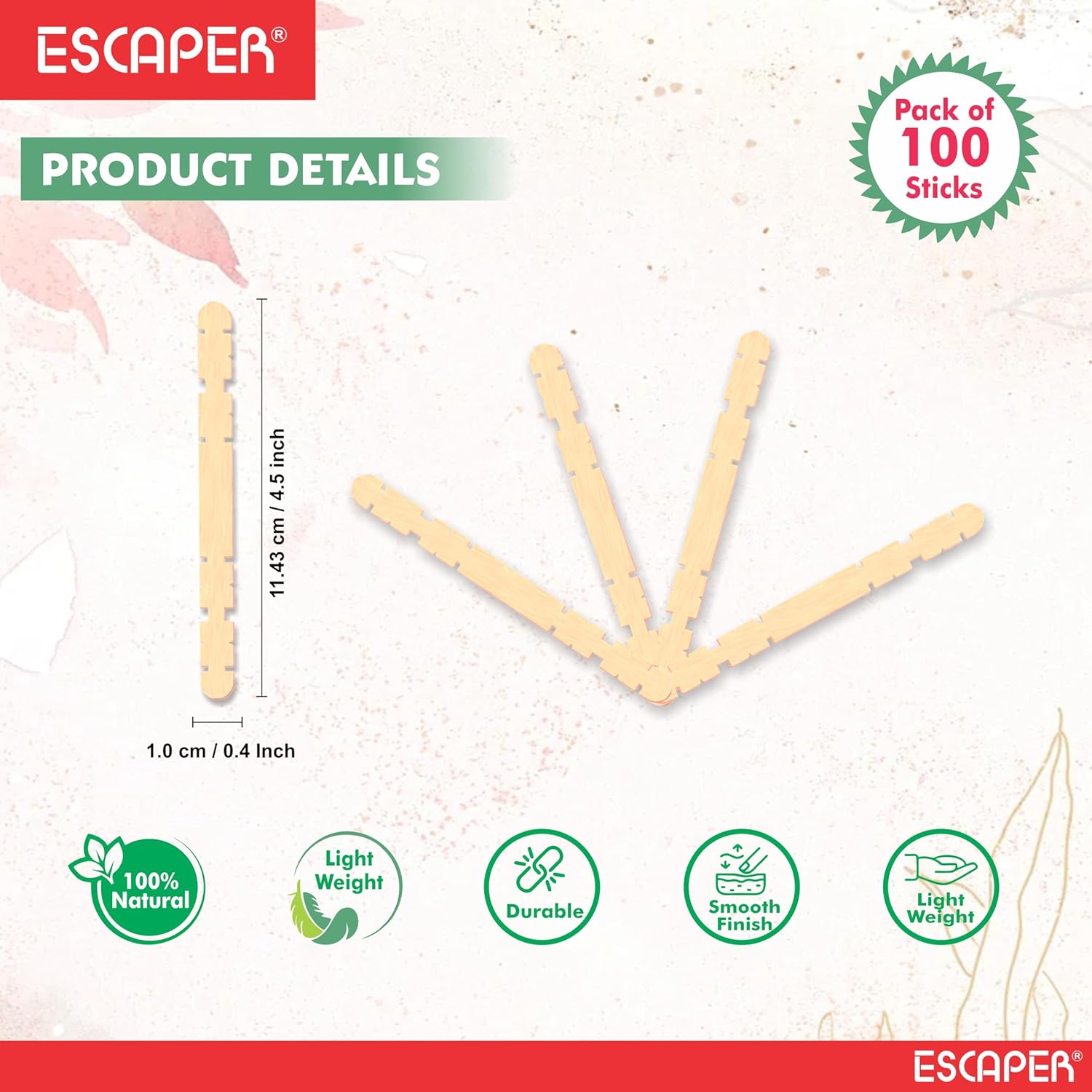 Zig Zag Ice Cream Sticks for Craft Work, (Pack OF 100) Colorful & Plain Wooden Popsicle Ice Cream Sticks for Kids DIY Art, School Projects, Birthday Activities & Handmade Decorations