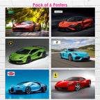 Car Design Poster, (12 x 18 inch), Wall Art Laminated Self Adhesive Back, Sports Car Poster For Wall Decor, Home Decor, Kids Room, Living Room Gifting