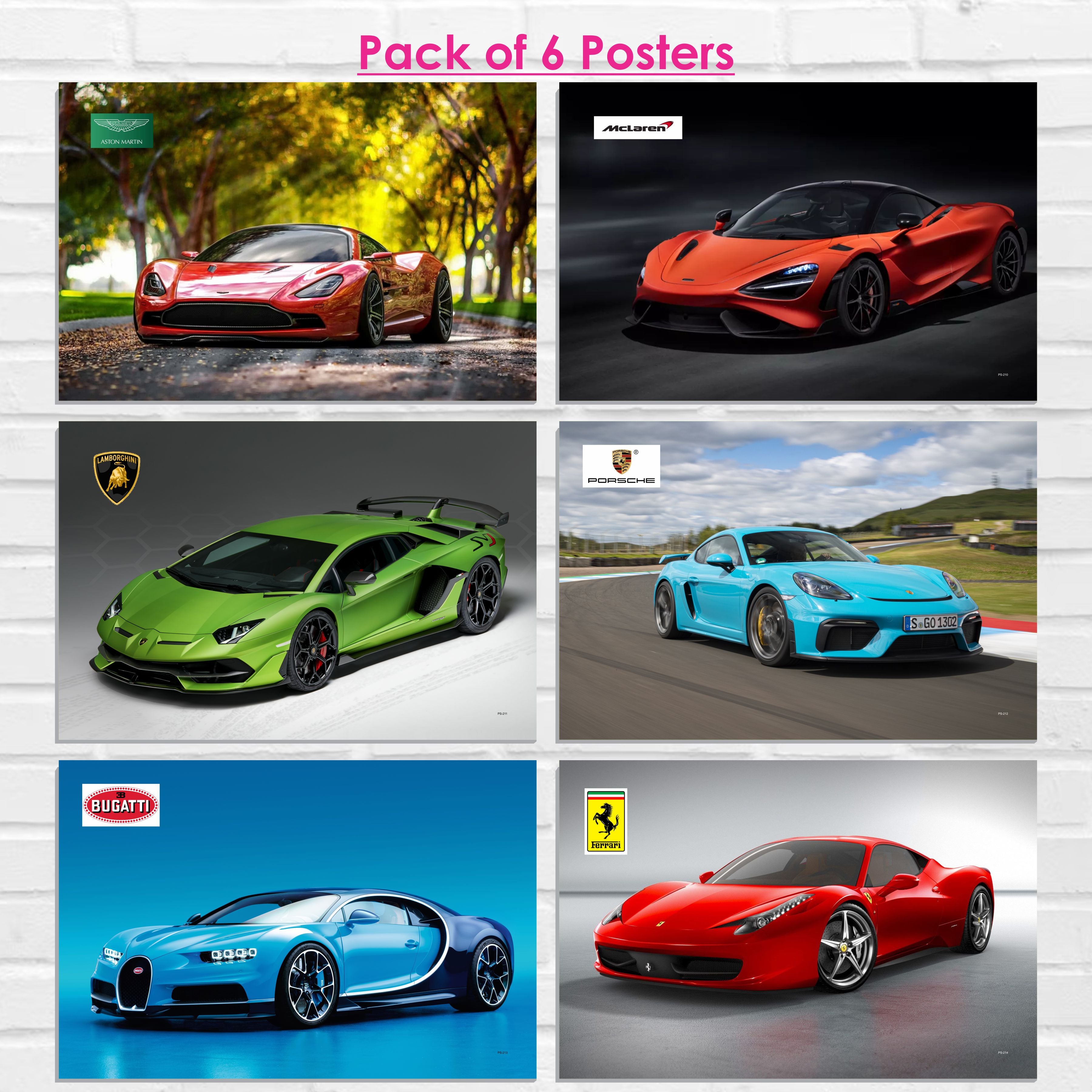Car Design Poster, (12 x 18 inch), Wall Art Laminated Self Adhesive Back, Sports Car Poster For Wall Decor, Home Decor, Kids Room, Living Room Gifting