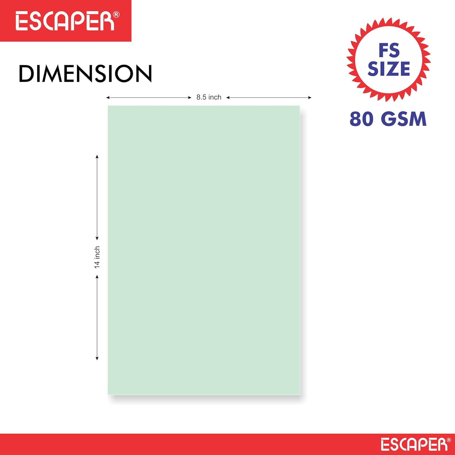 Green Ledger Paper Legal Size (14x8.5 Inch, 80 GSM), Unruled Smooth Sheets, Wrinkle Resistant, Double Side Printable, Office & Legal Use