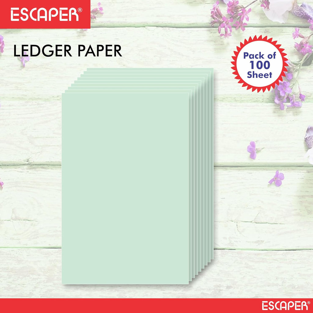 Green Ledger Paper Legal Size (14x8.5 Inch, 80 GSM), Unruled Smooth Sheets, Wrinkle Resistant, Double Side Printable, Office & Legal Use