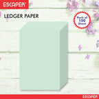 Green Ledger Paper Legal Size (14x8.5 Inch, 80 GSM), Unruled Smooth Sheets, Wrinkle Resistant, Double Side Printable, Office & Legal Use