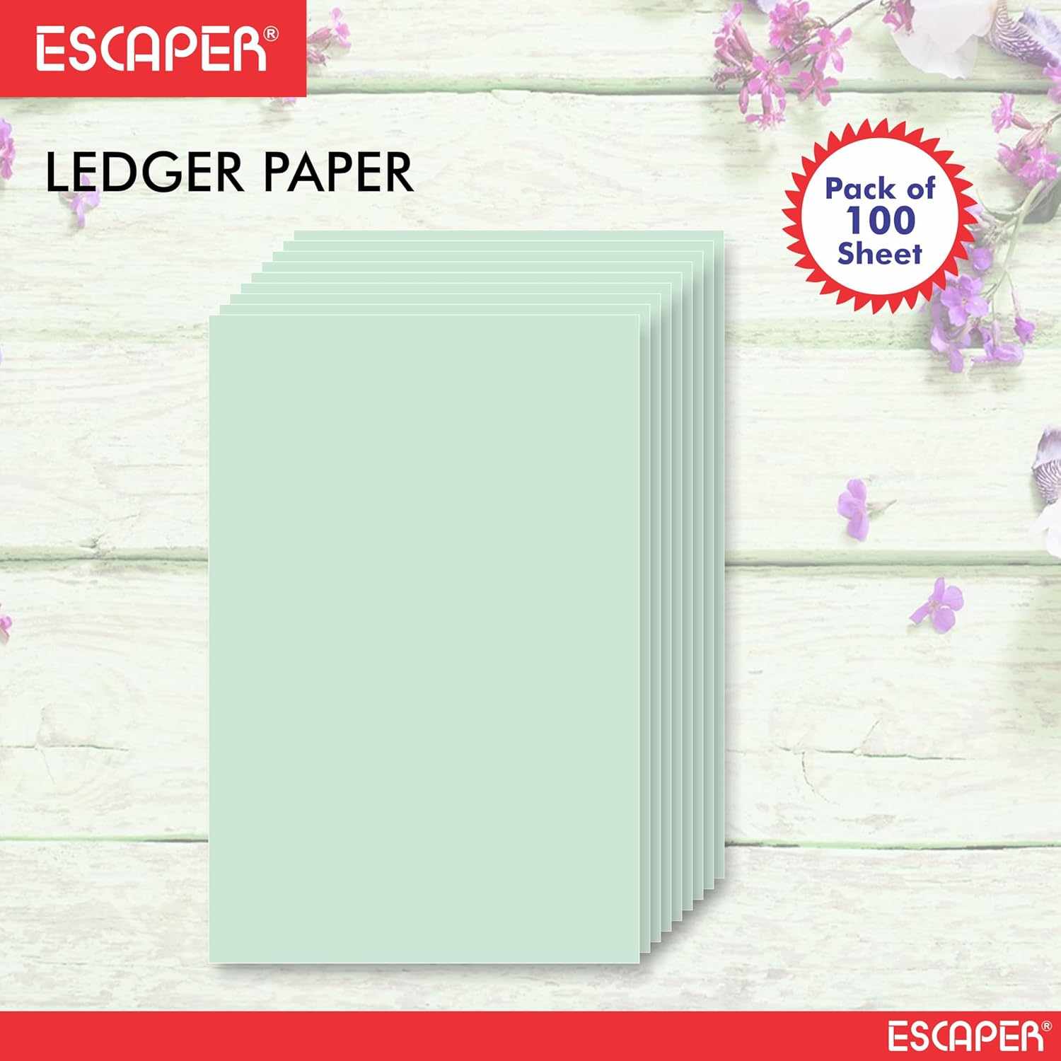 Green Ledger Paper Legal Size (14x8.5 Inch, 80 GSM), Unruled Smooth Sheets, Wrinkle Resistant, Double Side Printable, Office & Legal Use