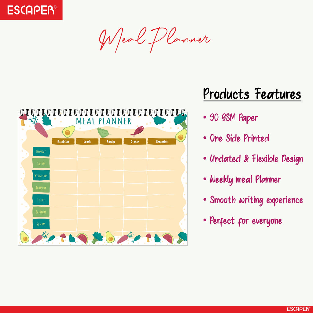 Undated Meal Planners – 80 Pages, Habit Tracker & Productivity Organizer, 90 GSM Paper, Flexible Weekly Schedule for Students, Professionals & Busy Life