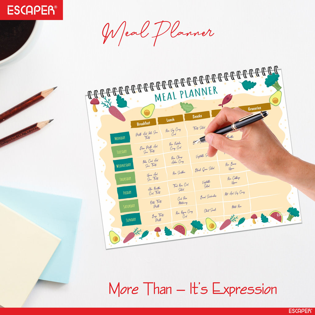 Undated Meal Planners – 80 Pages, Habit Tracker & Productivity Organizer, 90 GSM Paper, Flexible Weekly Schedule for Students, Professionals & Busy Life