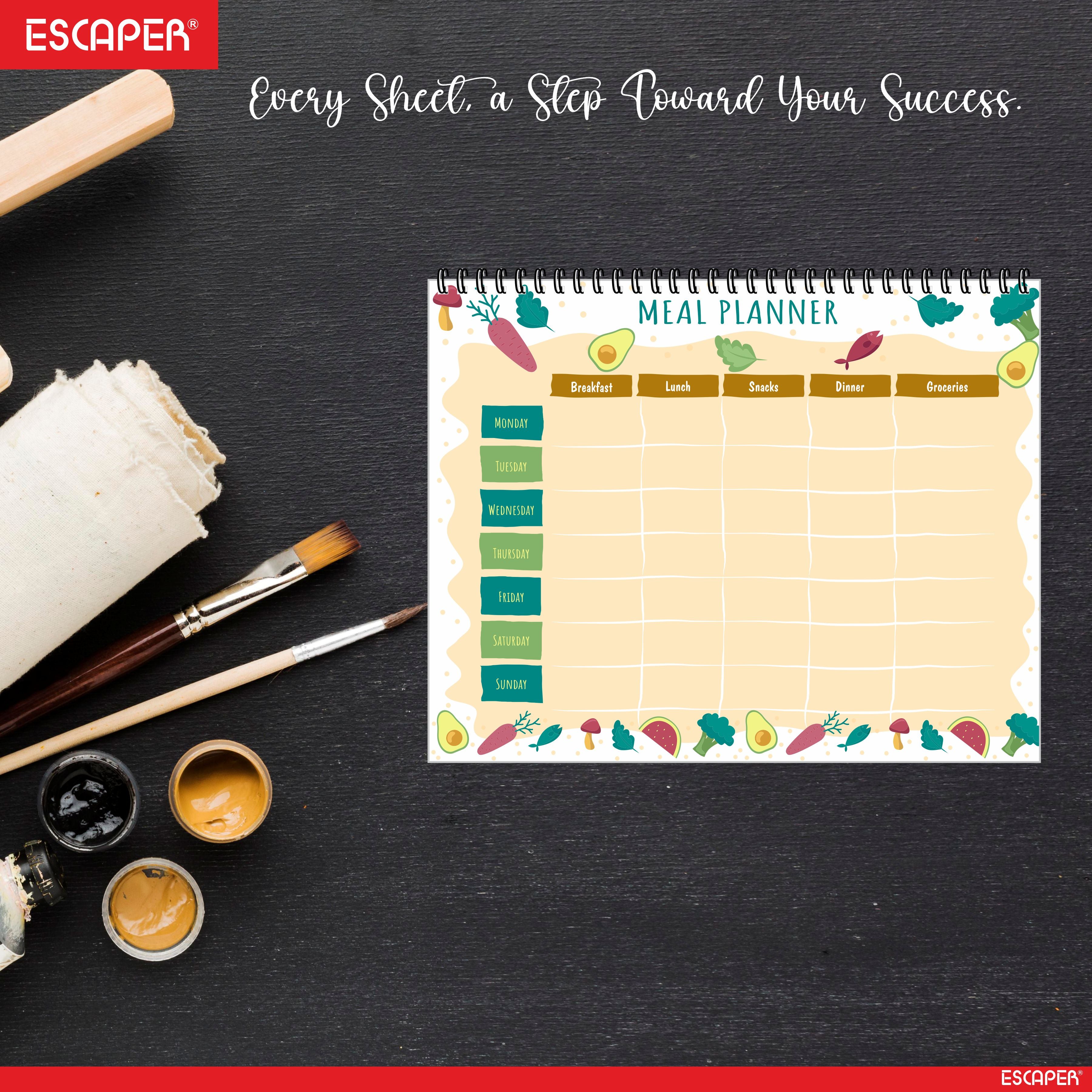 Undated Meal Planners – 80 Pages, Habit Tracker & Productivity Organizer, 90 GSM Paper, Flexible Weekly Schedule for Students, Professionals & Busy Life