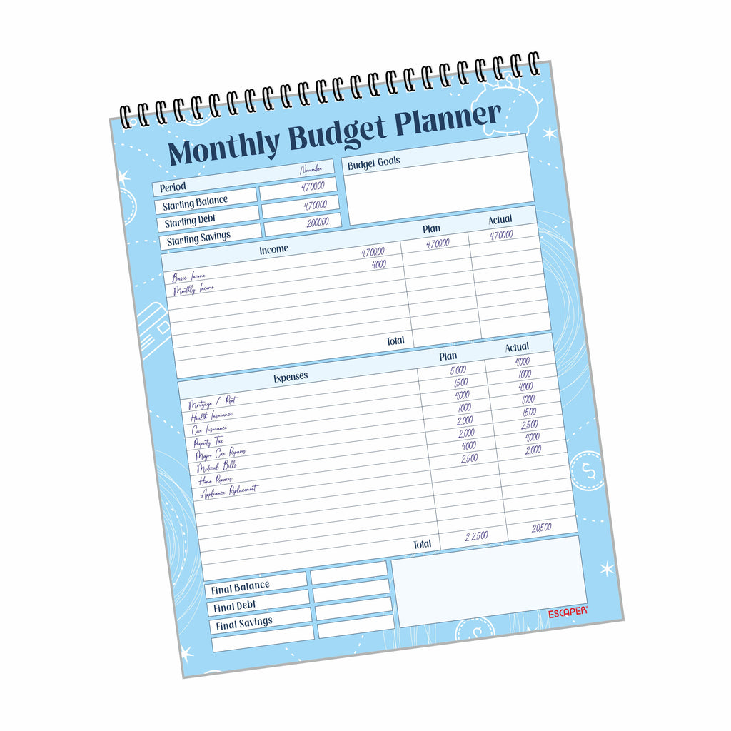 Undated Monthly Budget Planner – 48 Pages - 4 Years Planning Space, (8.5"x11" Inch) Spiral Bound Financial Organizer, Expense Tracker, Bill & Savings Planner