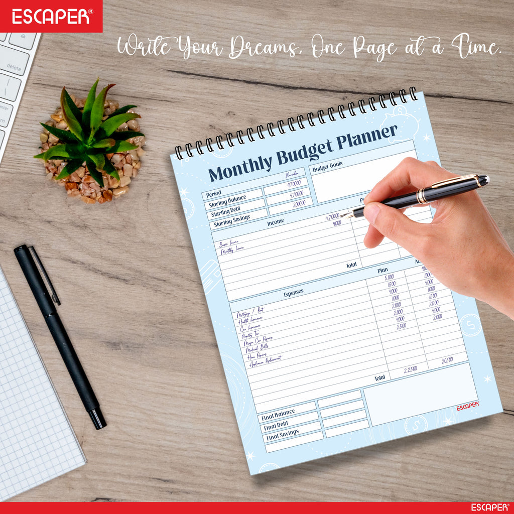 Undated Monthly Budget Planner – 48 Pages - 4 Years Planning Space, (8.5"x11" Inch) Spiral Bound Financial Organizer, Expense Tracker, Bill & Savings Planner
