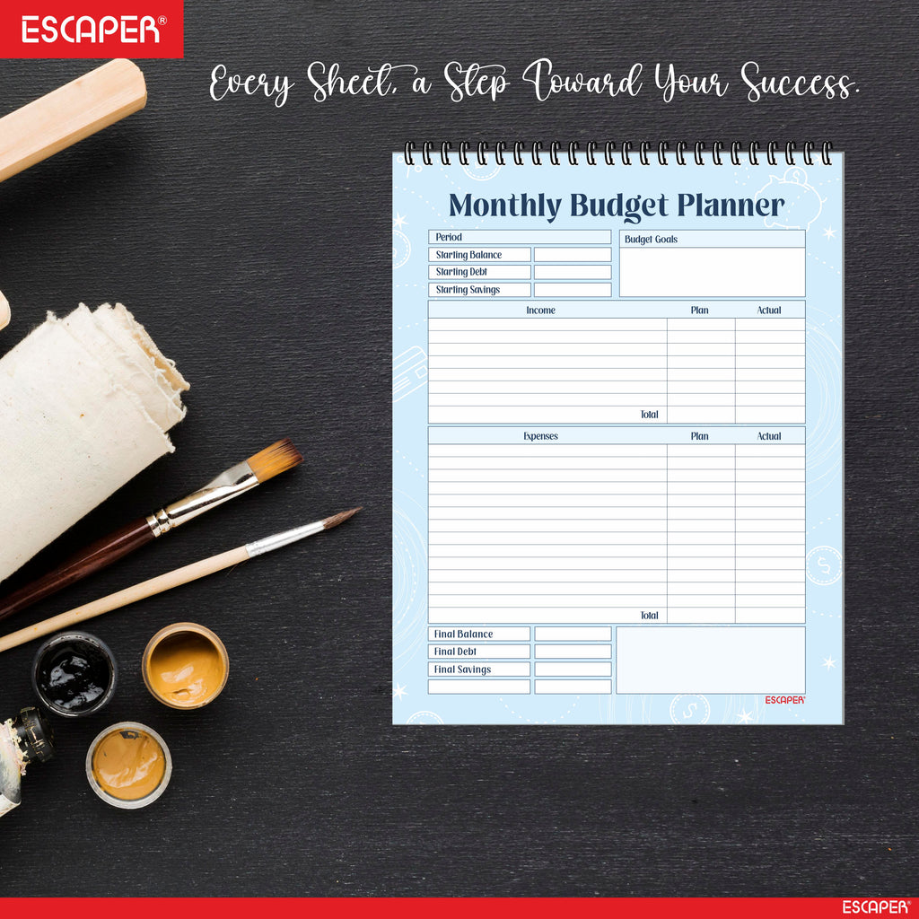 Undated Monthly Budget Planner – 48 Pages - 4 Years Planning Space, (8.5"x11" Inch) Spiral Bound Financial Organizer, Expense Tracker, Bill & Savings Planner