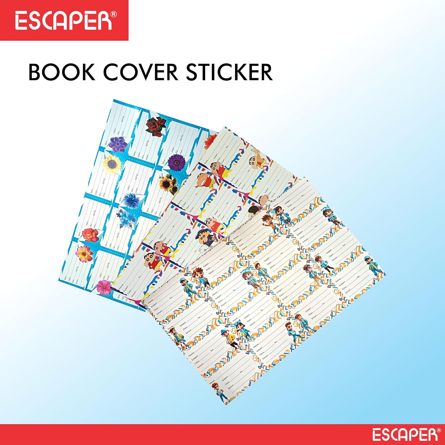 Notebook Name Stickers for School Kids (90x54 mm) Self Adhesive Easy to Write On Book Name Labels for Girls, Boys, Students