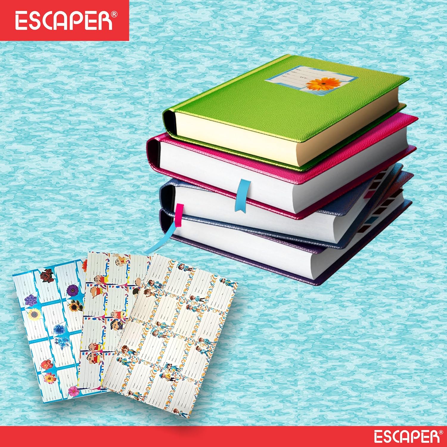 Notebook Name Stickers for School Kids (90x54 mm) Self Adhesive Easy to Write On Book Name Labels for Girls, Boys, Students