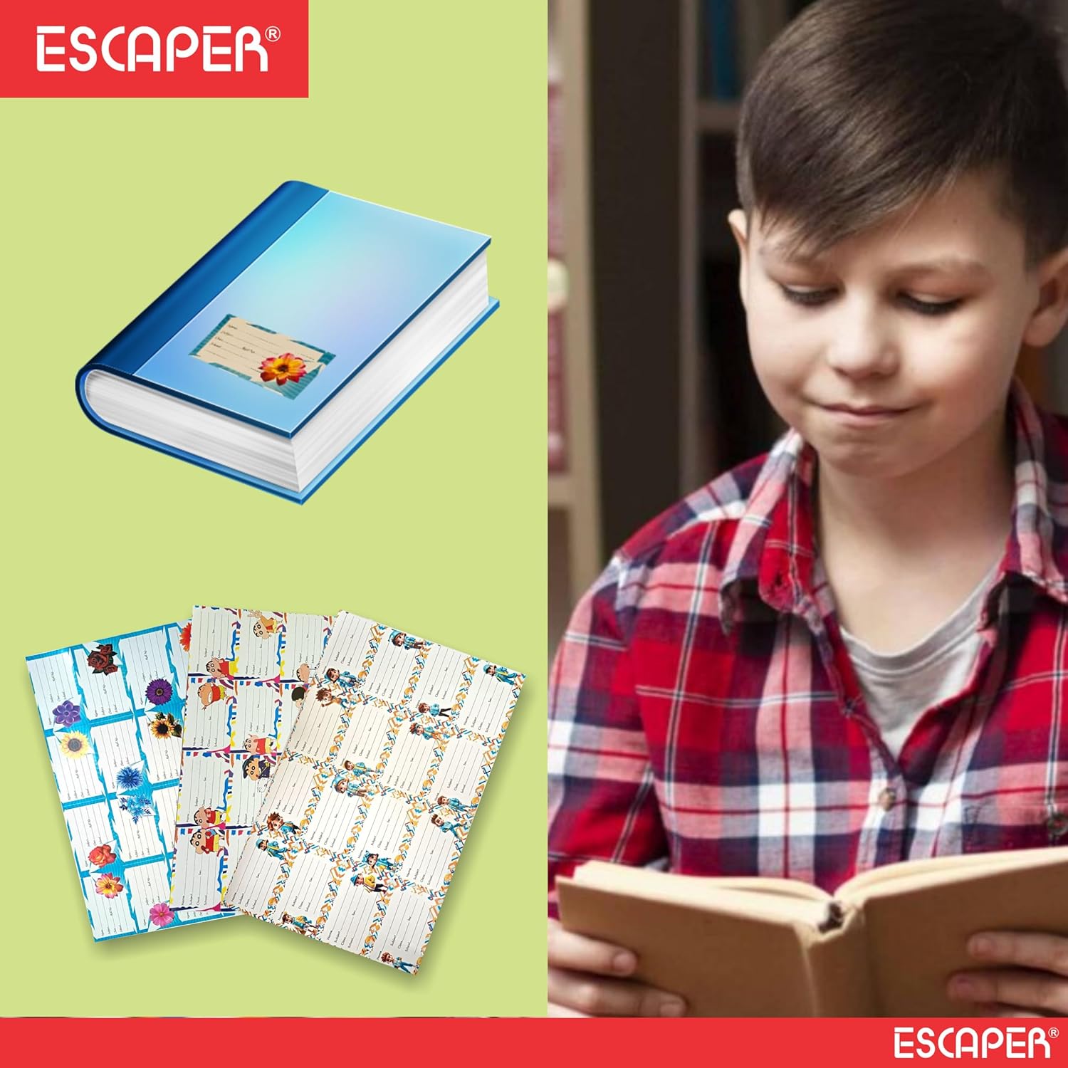 Notebook Name Stickers for School Kids (90x54 mm) Self Adhesive Easy to Write On Book Name Labels for Girls, Boys, Students