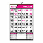 Pink Theme 2026 Wall Calendar Hanging for Home & Office, Large Office Wall Calendar 2026 with Indian Holidays, Appointment Planner, Durable 100 GSM Paper, Easy-to-Hang Design