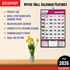 Pink Theme 2026 Wall Calendar Hanging for Home & Office, Large Office Wall Calendar 2026 with Indian Holidays, Appointment Planner, Durable 100 GSM Paper, Easy-to-Hang Design