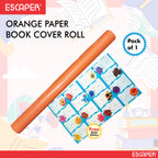 Orange Laminated Paper Book Cover Roll with 1 Sticker Sheet (15 Inch x 8 Meter), Book Protect Paper Roll for Kids, School Notebooks, Guides, Non-Toxic and Book Binding Roll