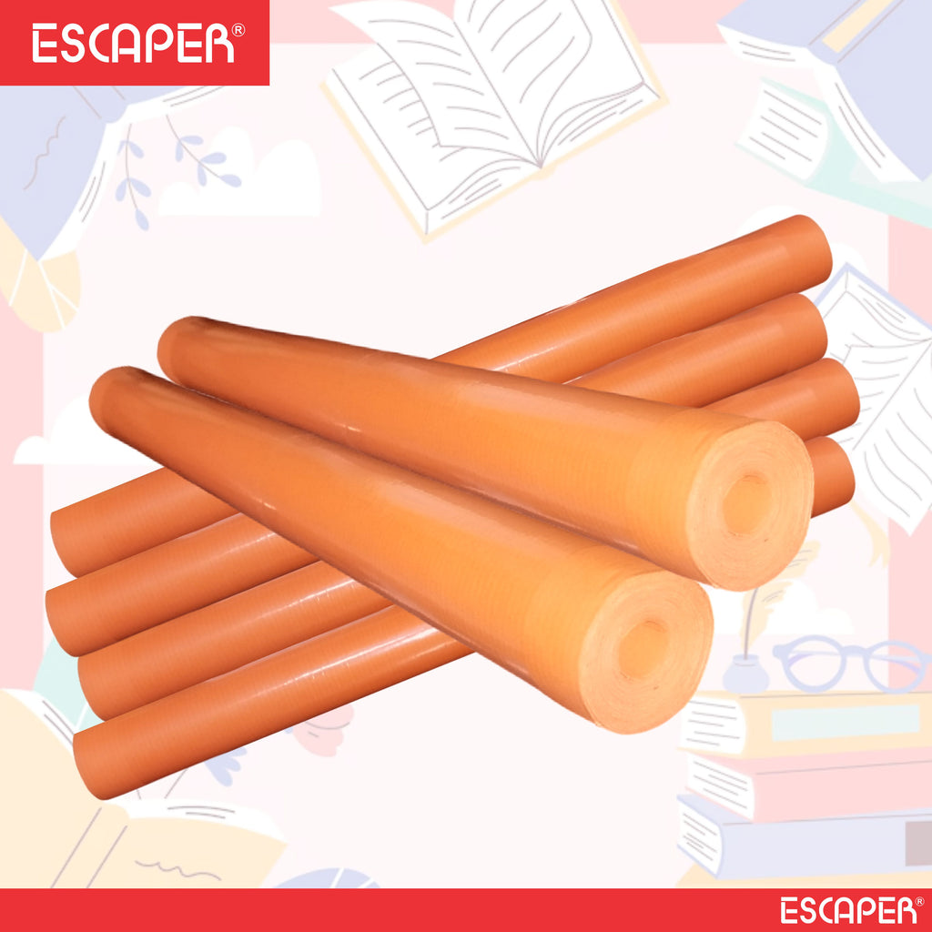 Orange Laminated Paper Book Cover Roll with 1 Sticker Sheet (15 Inch x 8 Meter), Book Protect Paper Roll for Kids, School Notebooks, Guides, Non-Toxic and Book Binding Roll
