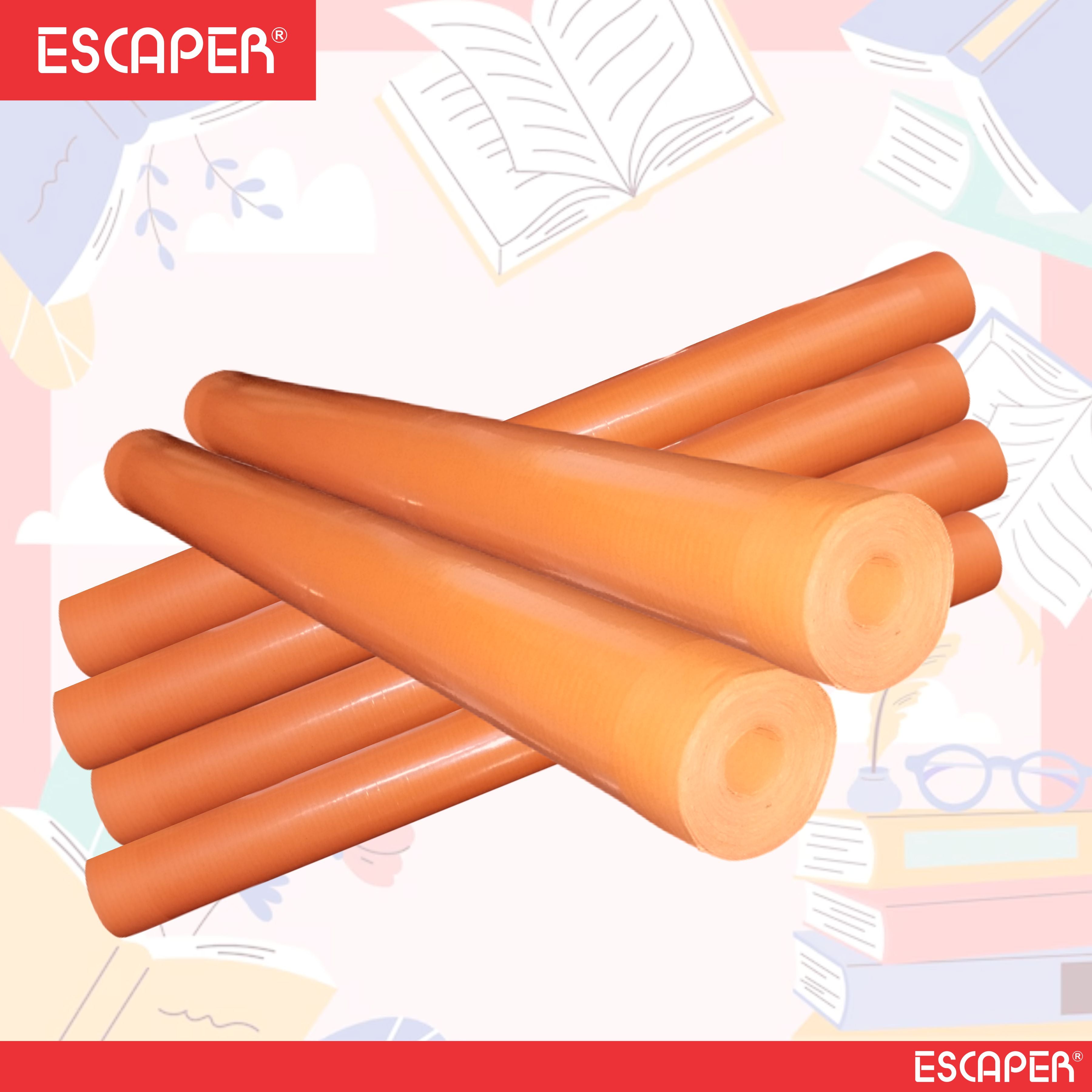 Orange Laminated Paper Book Cover Roll with 1 Sticker Sheet (15 Inch x 8 Meter), Book Protect Paper Roll for Kids, School Notebooks, Guides, Non-Toxic and Book Binding Roll