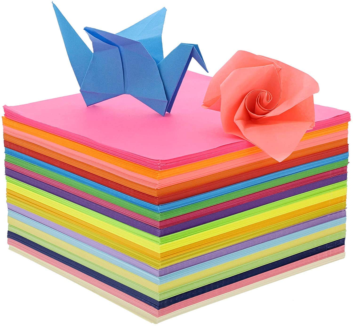 Origami Paper for Craft - 15 x 15 cm - 80 GSM - 100 Sheets - Double Sided Color, Assorted Colors, Origami Sheets for Kids, Art and Craft Material, Paper Folding, DIY Projects