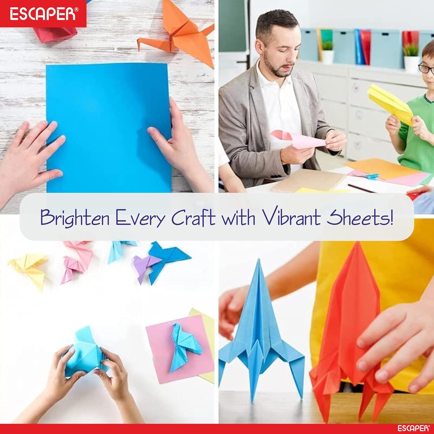 Origami Paper for Craft - 15 x 15 cm - 80 GSM - 100 Sheets - Double Sided Color, Assorted Colors, Origami Sheets for Kids, Art and Craft Material, Paper Folding, DIY Projects