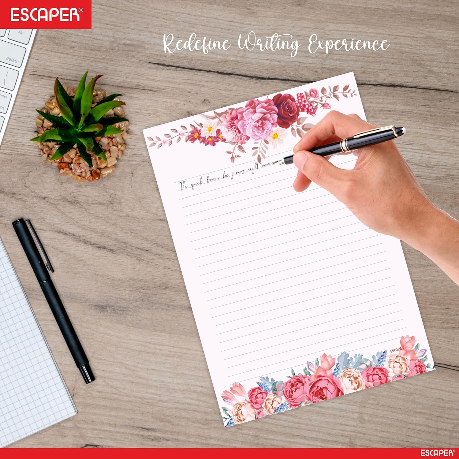 Floral Theme Designer A4 Paper Sheets – 90 GSM Writing Paper – One Side Ruled & One Side Blank – For School Projects, Assignments, Office Use & Printing