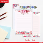 Floral Theme Designer A4 Paper Sheets – 90 GSM Writing Paper – One Side Ruled & One Side Blank – For School Projects, Assignments, Office Use & Printing