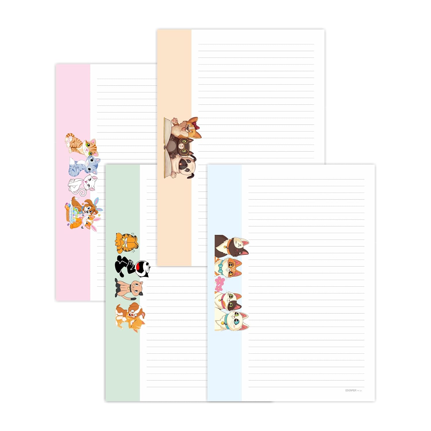 Cartoon Theme A4 Paper Sheets Designer – 90 GSM Writing Paper – One Side Ruled & One Side Blank – For School Projects, Assignments, Office Use & Printing