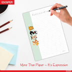 Cartoon Theme A4 Paper Sheets Designer – 90 GSM Writing Paper – One Side Ruled & One Side Blank – For School Projects, Assignments, Office Use & Printing