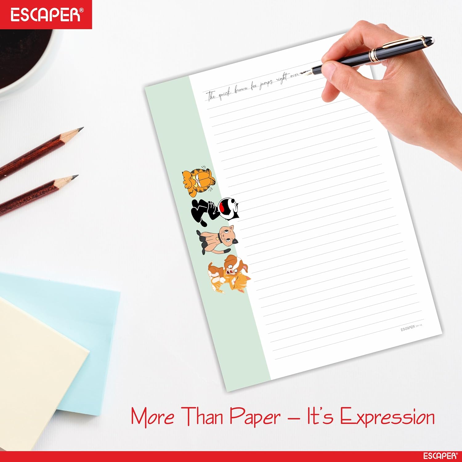 Cartoon Theme A4 Paper Sheets Designer – 90 GSM Writing Paper – One Side Ruled & One Side Blank – For School Projects, Assignments, Office Use & Printing