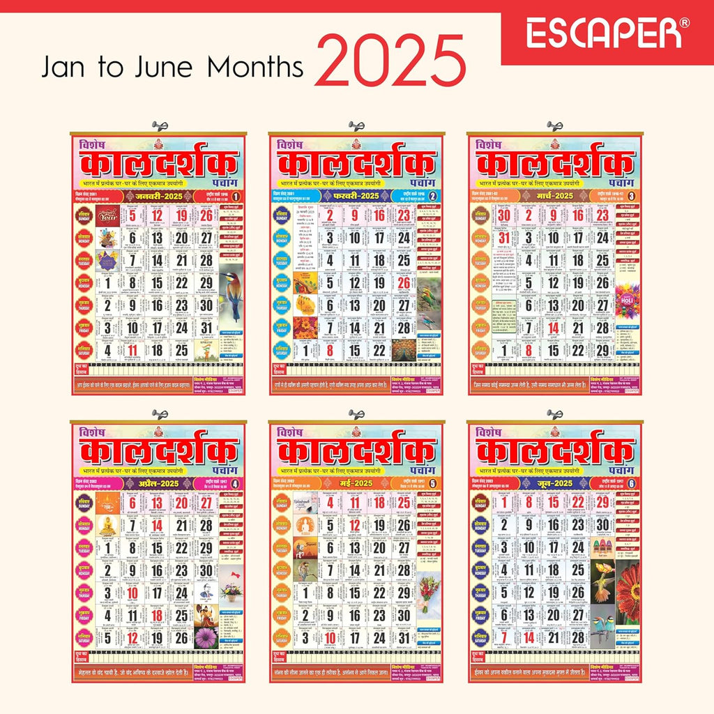 Hindu Kaldarshak Panchang Calendar 2025: A Vibrant Hindu Wall Hanging Calendar with Thithi Nakshathra Parv Thyohar Muhurth Sanskrit Calendar, Indian Holidays Mentioned,Hindu Calendar 2025