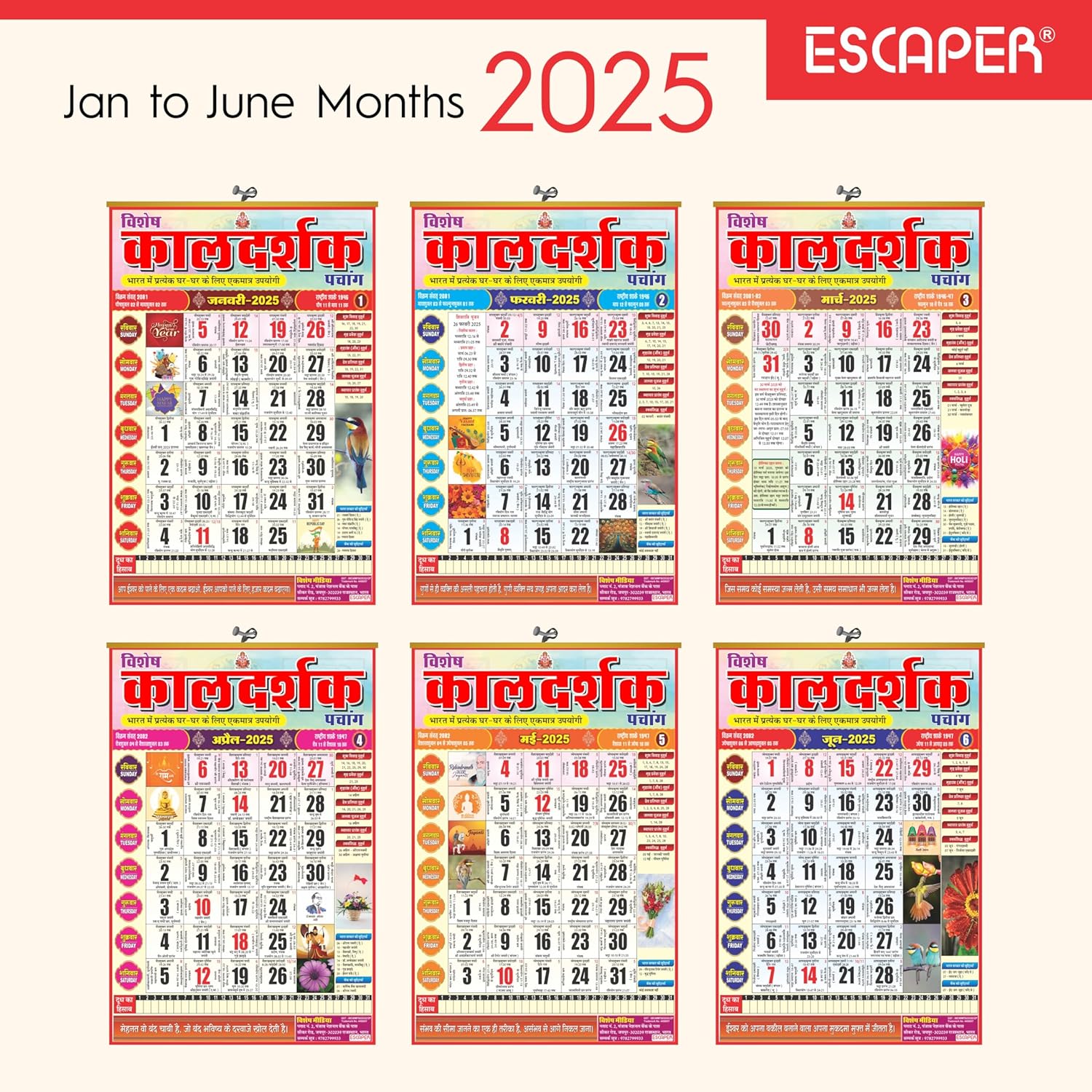 Hindu Kaldarshak Panchang Calendar 2025: A Vibrant Hindu Wall Hanging Calendar with Thithi Nakshathra Parv Thyohar Muhurth Sanskrit Calendar, Indian Holidays Mentioned,Hindu Calendar 2025