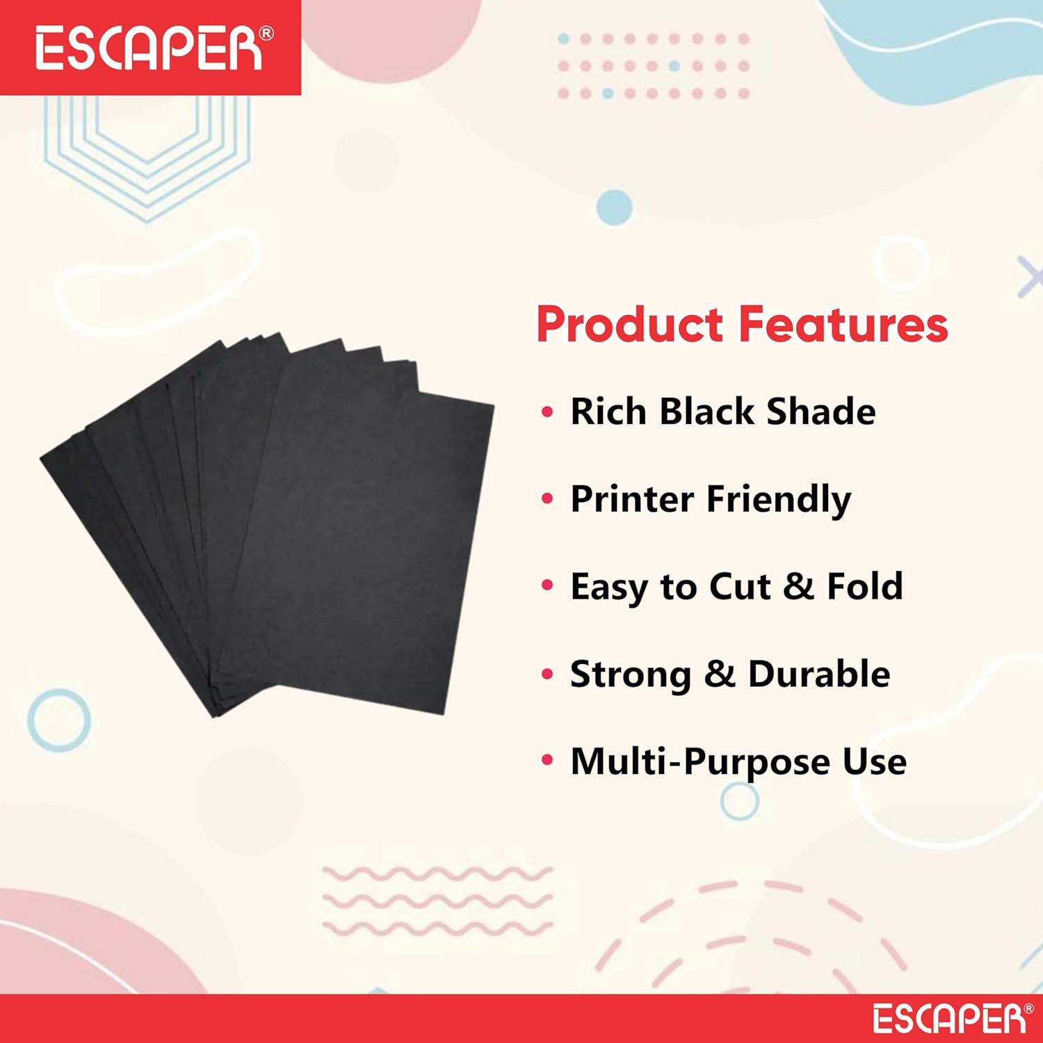 A4 Black Paper Sheets (Pack 20 of Sheets) 120 GSM Black Drawing Paper for Sketching, Craft, DIY Projects & Office Printing