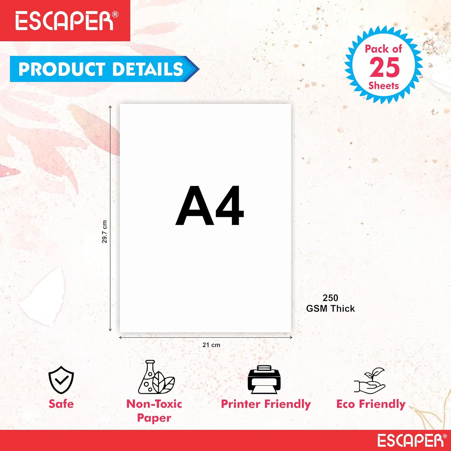 Ivory Sheets, (Pack of 25-A4-250 GSM) Drawing Paper, Smooth White Acid-Free Archival Quality for Sketching, Shading, Office Printing, Reports & Art Projects