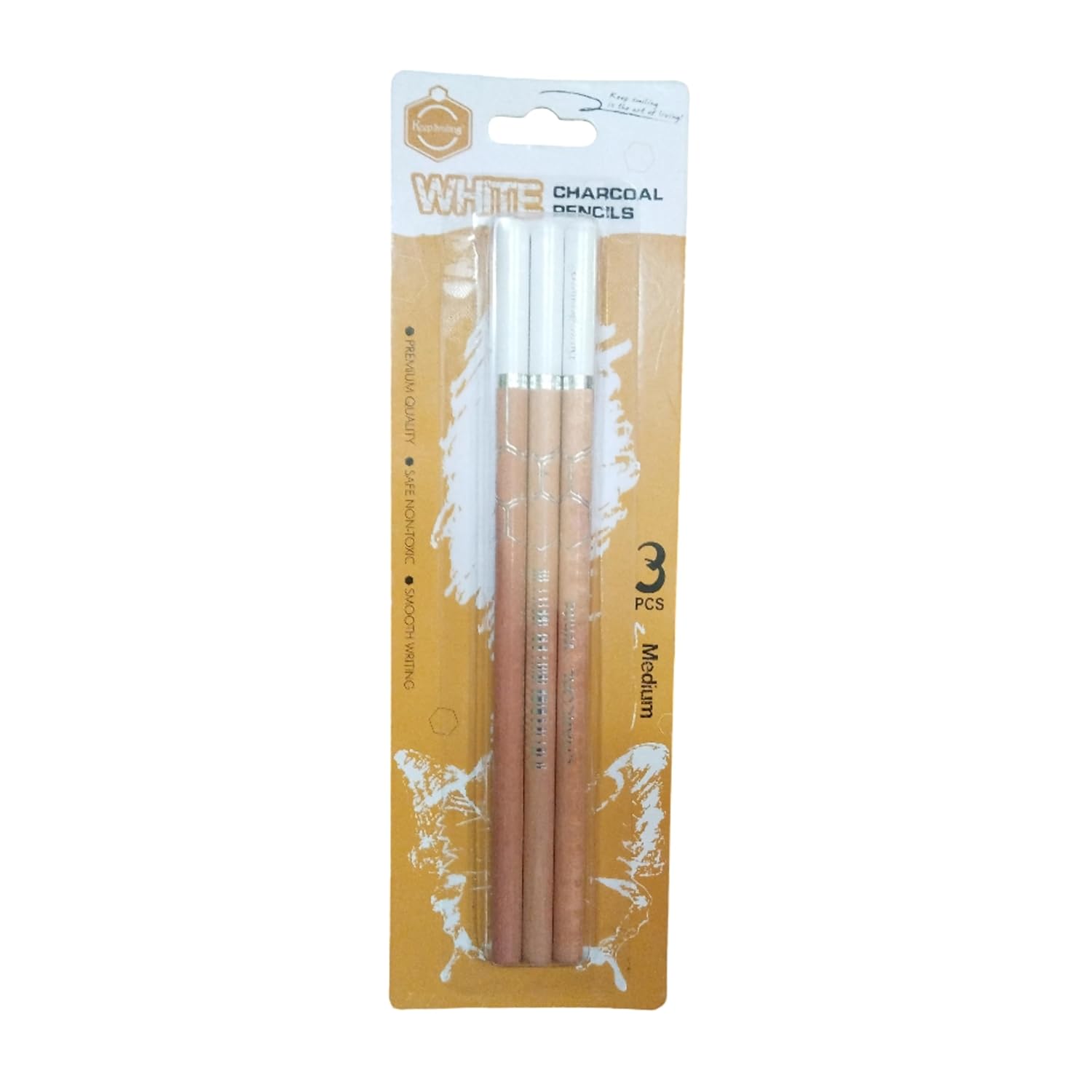 White Charcoal Pencil Set, Charcoal White Pencil for Sketch (Pack Of 3), Drawing and Art Professional Highlighting Pencils for Black Paper and Tinted Surfaces