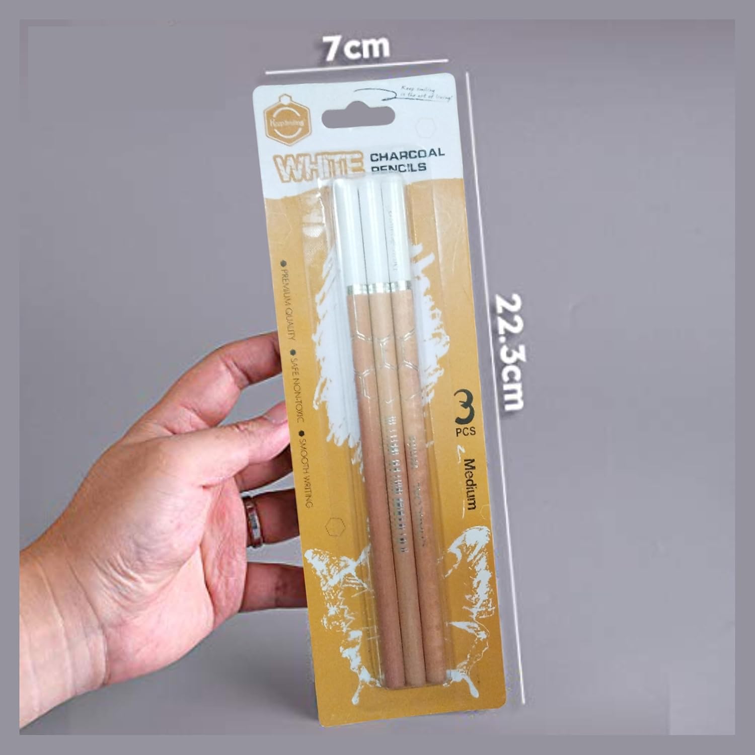 White Charcoal Pencil Set, Charcoal White Pencil for Sketch (Pack Of 3), Drawing and Art Professional Highlighting Pencils for Black Paper and Tinted Surfaces