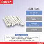 White Slate Pencil for Kids, Limestone Slate Pencil, Natural Baby Slate Pencils for Drawing & Writing, (Pack of 50) Eco-Friendly, Non-Toxic, Smooth Marking on Slate & Chalkboard