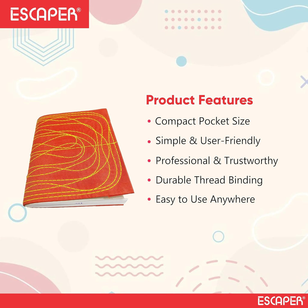 Red Bahi Khata Book Small Size 76 Ruled Pages (Pack Of 2-10 x 8.5 cm) Hard Thread Binding Pocket Notebook for Business and Personal Accounts