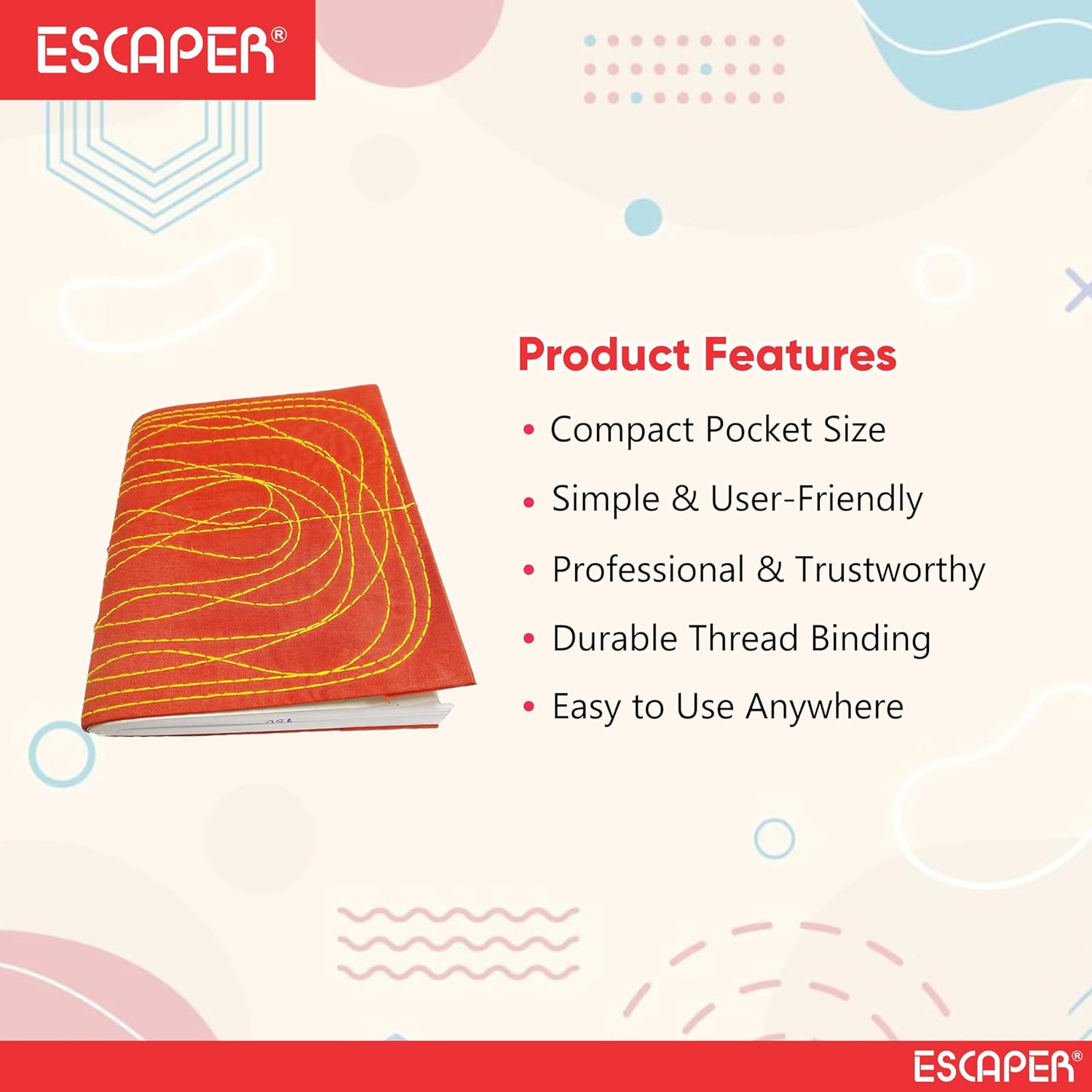Red Bahi Khata Book Small Size 76 Ruled Pages (Pack Of 2-10 x 8.5 cm) Hard Thread Binding Pocket Notebook for Business and Personal Accounts