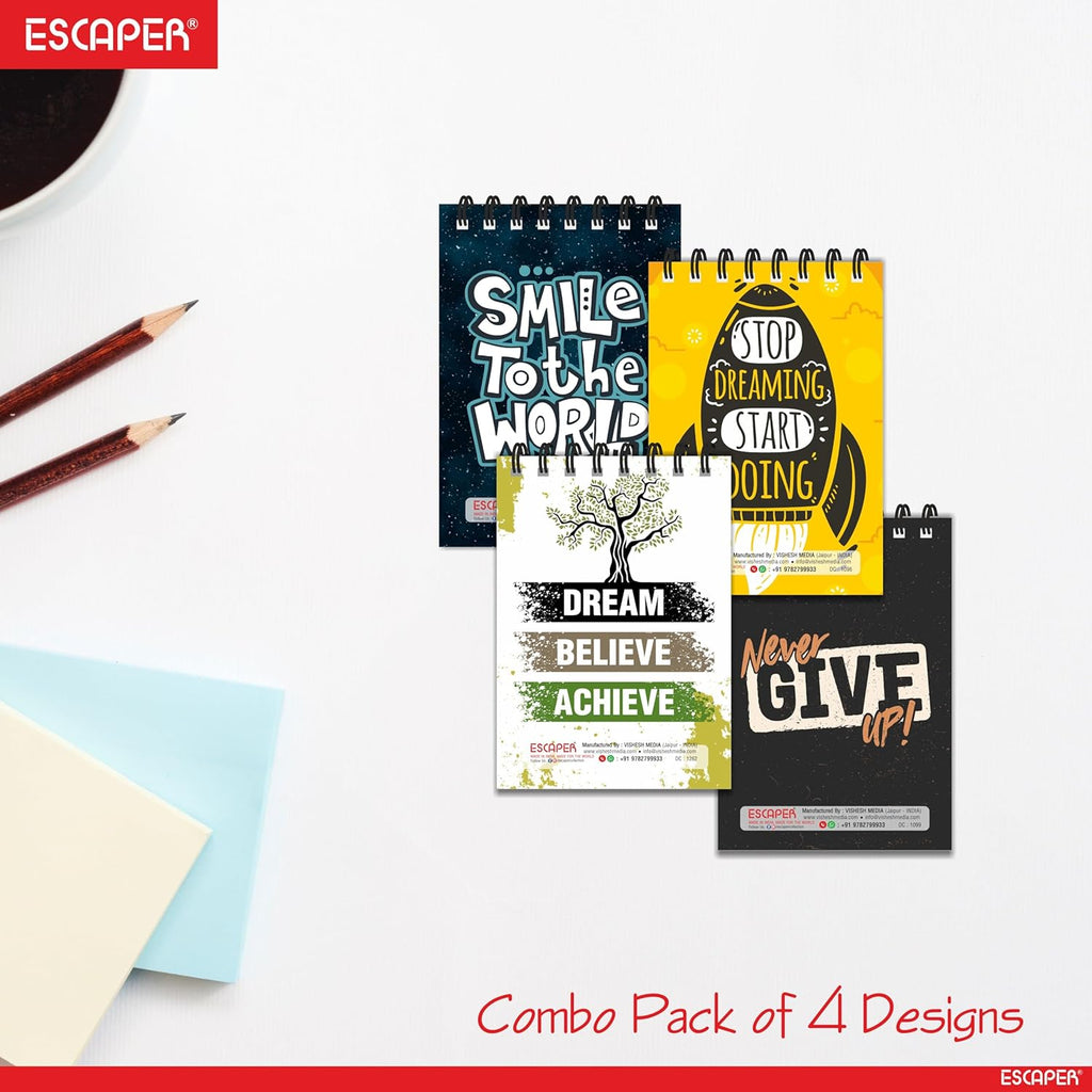 Motivational Pocket Diary A7 Size (10.5 x 7.5 cm) – Pack of 12 Mini Notepads, 100 Ruled Pages, Designer Wiro-Bound Pocket Notebooks for Notes, Office, Kids, Men, Women, Girls