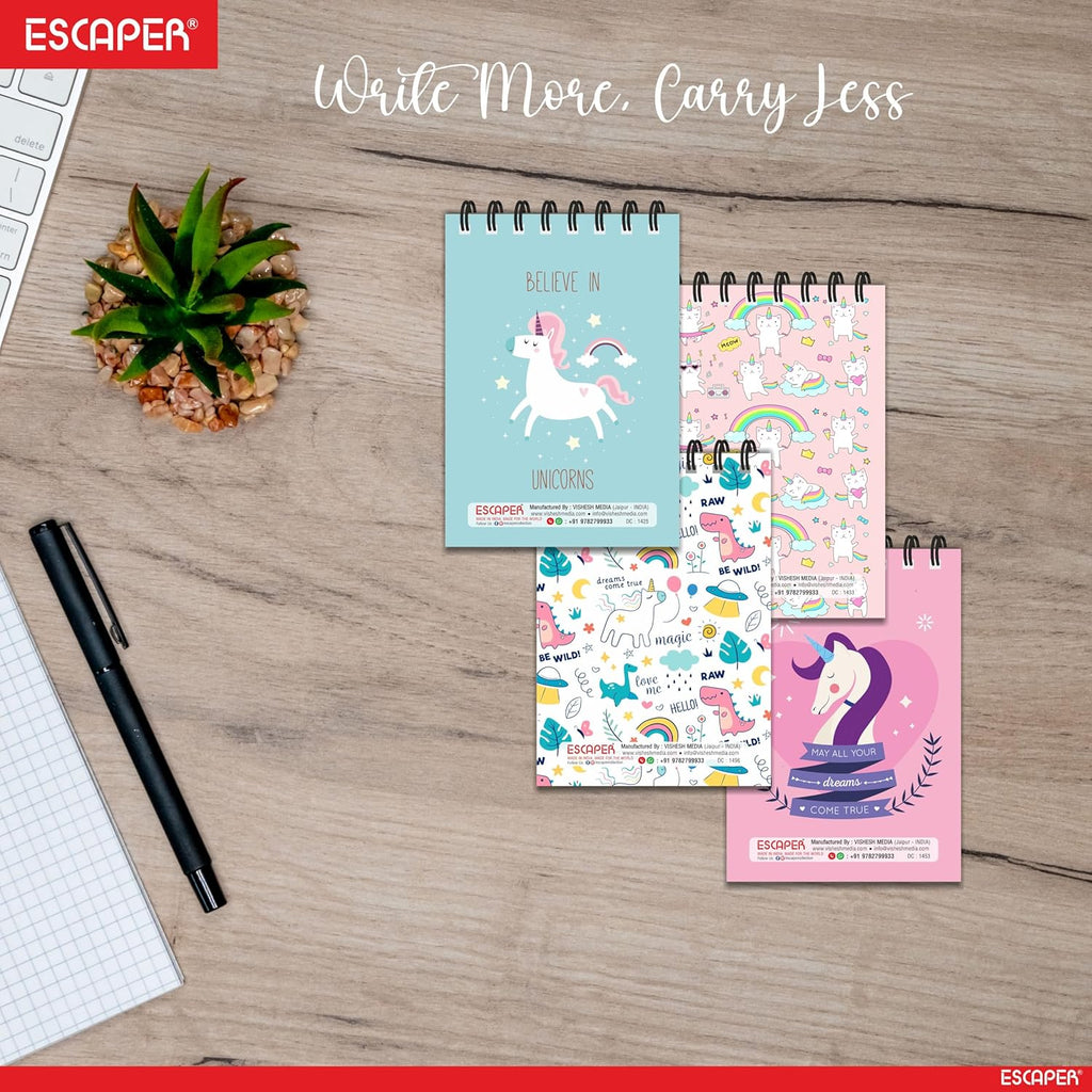 Unicorn Pocket Diary A7 Size (10.5 x 7.5 cm) – Pack of 12 Mini Notepads, 100 Ruled Pages, Designer Wiro-Bound Pocket Notebooks for Notes, Office, Kids, Men, Women, Girls (Unicorn)