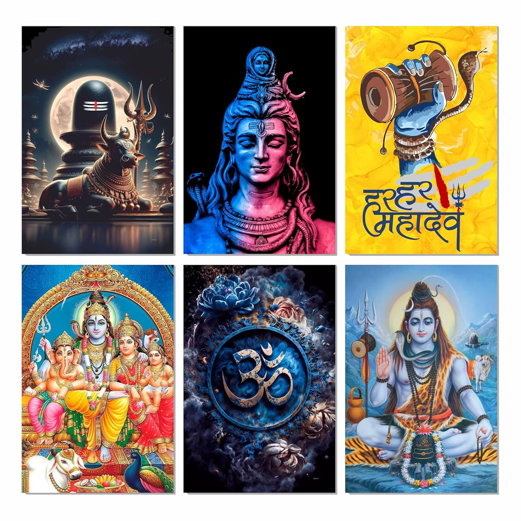 Lord Shiva Posters, (12 x 18 Inch), 300 GSM Paper, Laminated, Self Adhesive Back, Perfect For Home Decor, Living Room, Pooja Room, Wall Decor, Gift