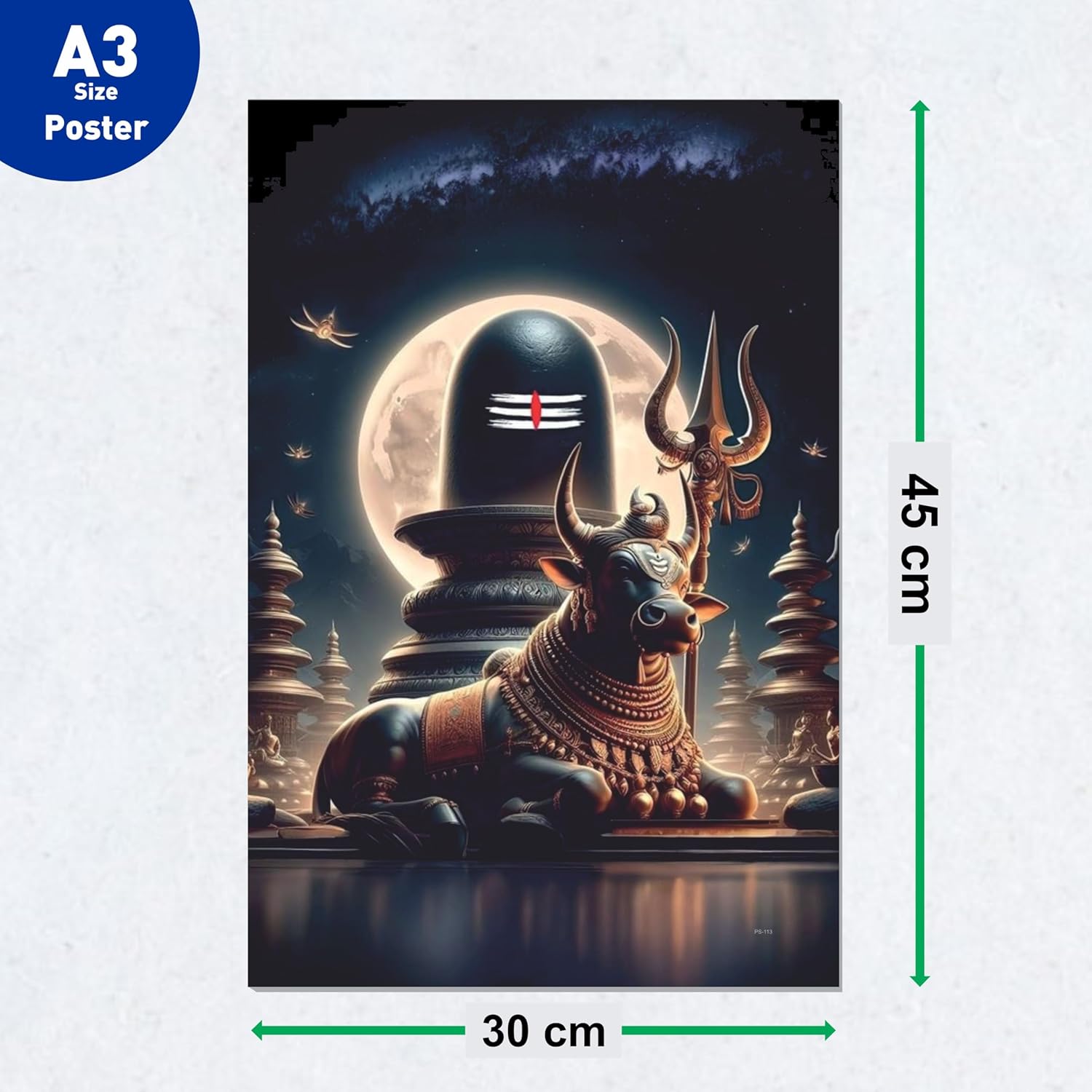 Lord Shiva Posters, (12 x 18 Inch), 300 GSM Paper, Laminated, Self Adhesive Back, Perfect For Home Decor, Living Room, Pooja Room, Wall Decor, Gift