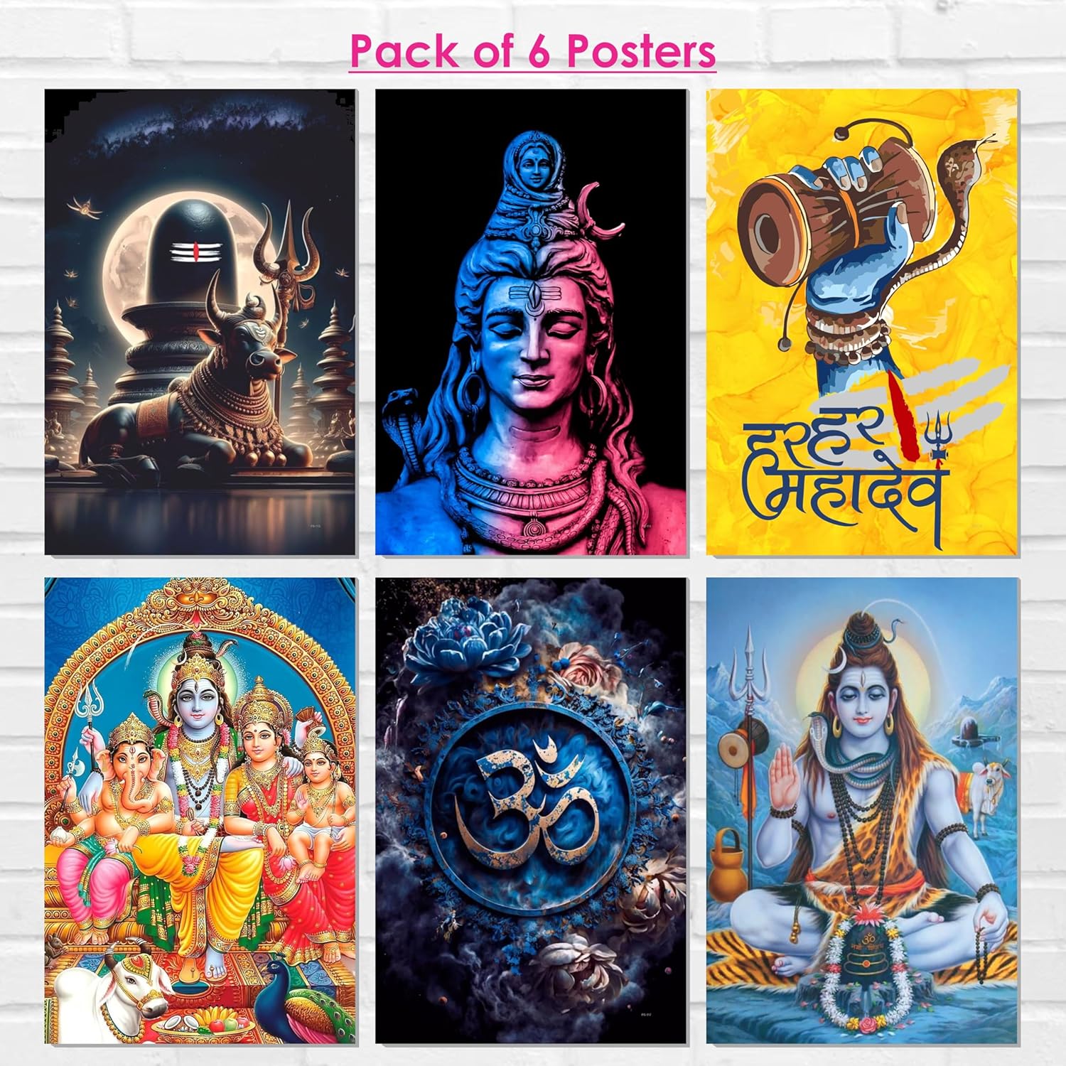 Lord Shiva Posters, (12 x 18 Inch), 300 GSM Paper, Laminated, Self Adhesive Back, Perfect For Home Decor, Living Room, Pooja Room, Wall Decor, Gift