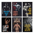 Gym Posters for Wall Motivation (12 x 18 inch, 300 GSM) - Workout, Exercise, Bodybuilders, Fitness Center - Jumbo Pack 6 Posters