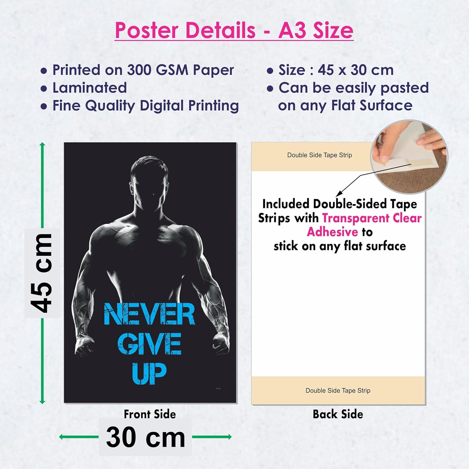 Gym Posters for Wall Motivation (12 x 18 inch, 300 GSM) - Workout, Exercise, Bodybuilders, Fitness Center - Jumbo Pack 6 Posters