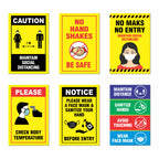 COVID Safety Awareness Posters, Laminated, 12 x 18 Inch (Pack Of 6) Required Social Distancing and Hygiene Instructions Poster For Offices, Hospitals, Schools, Factories