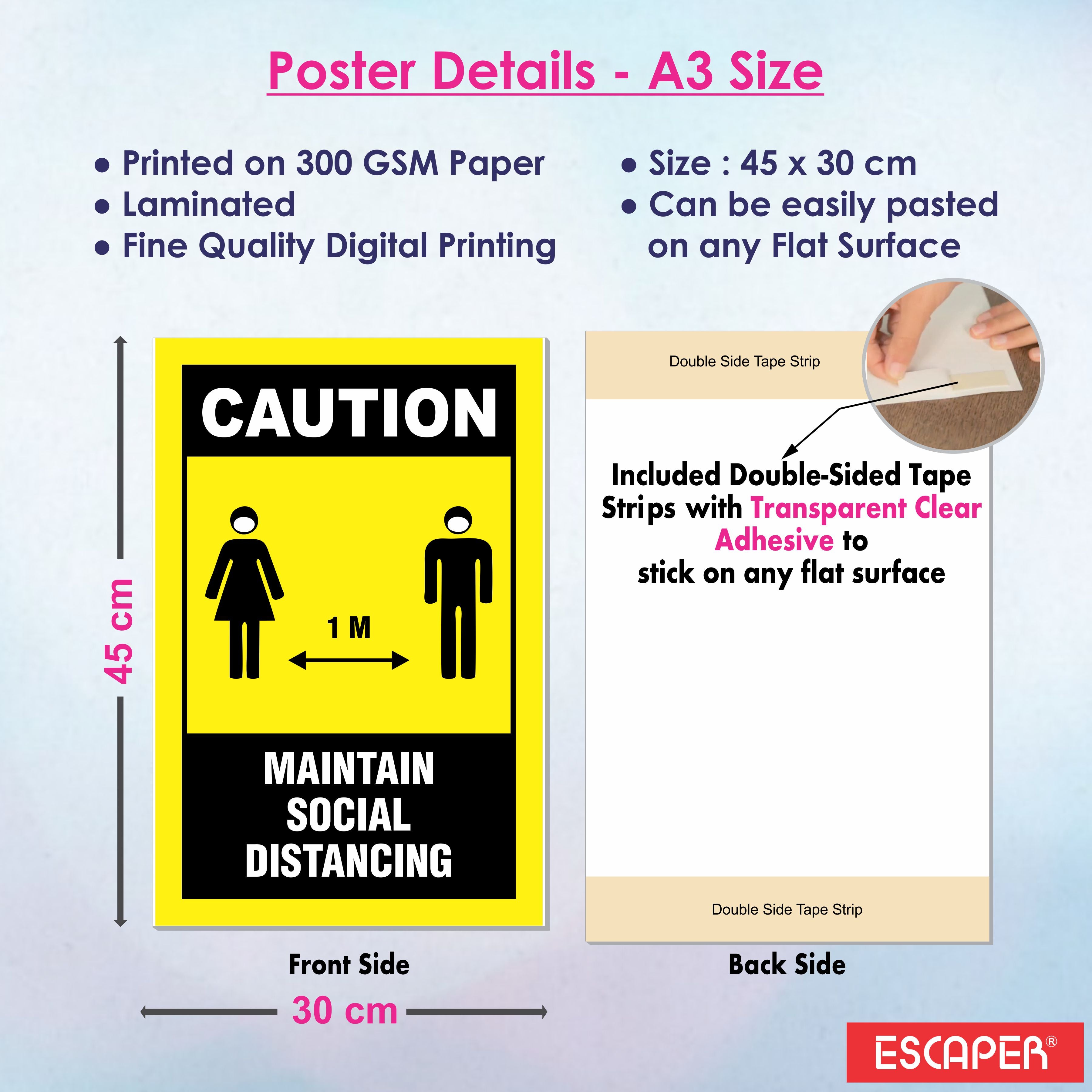 COVID Safety Awareness Posters, Laminated, 12 x 18 Inch (Pack Of 6) Required Social Distancing and Hygiene Instructions Poster For Offices, Hospitals, Schools, Factories